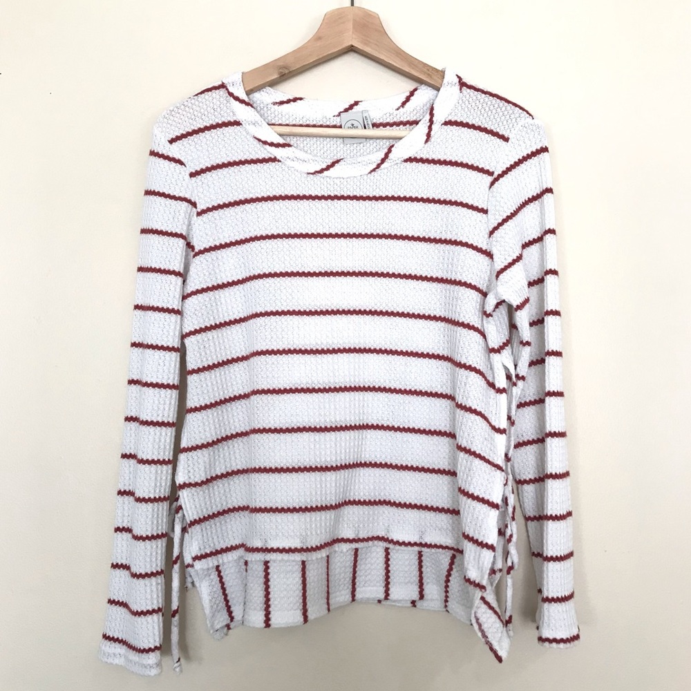 Paper Crane Striped Long Sleeve Top | High Side Slits